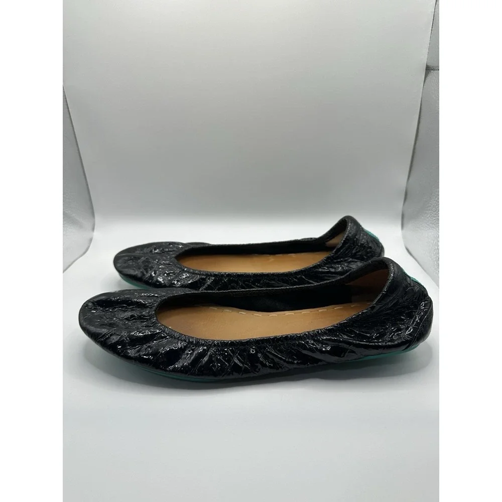 Tieks Black Patent Crinkle Leather Ballet Flats Size 11